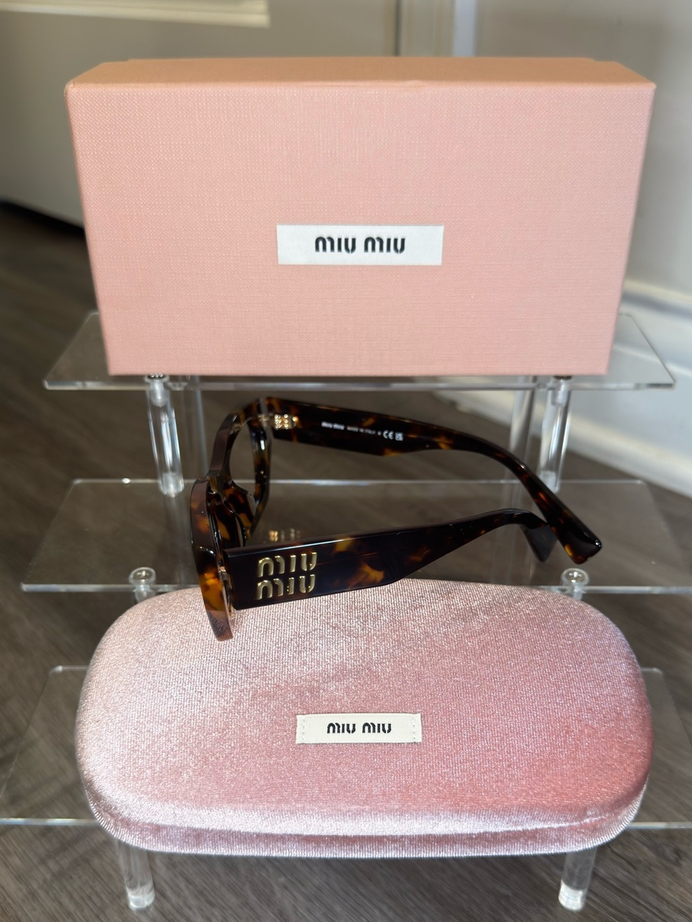 Miu Miu Logo Tortoise Eyeglasses VMU03X